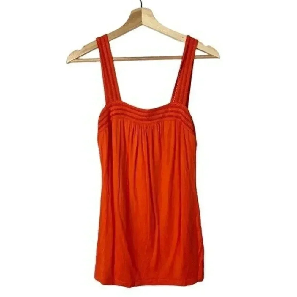 Halogen Orange Embroidered Sleeveless Tank Top S